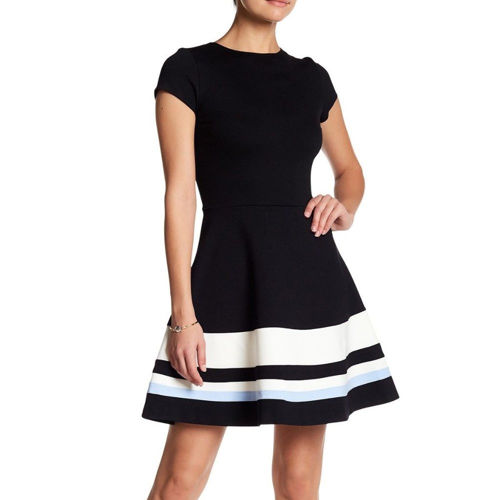 Multi Cap Sleeve Fit & Flare Dress